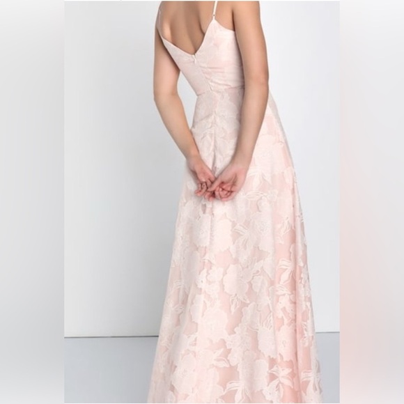 Lulus Elegant Blush Pink Lace Overlay Dress - Picture 4 of 7